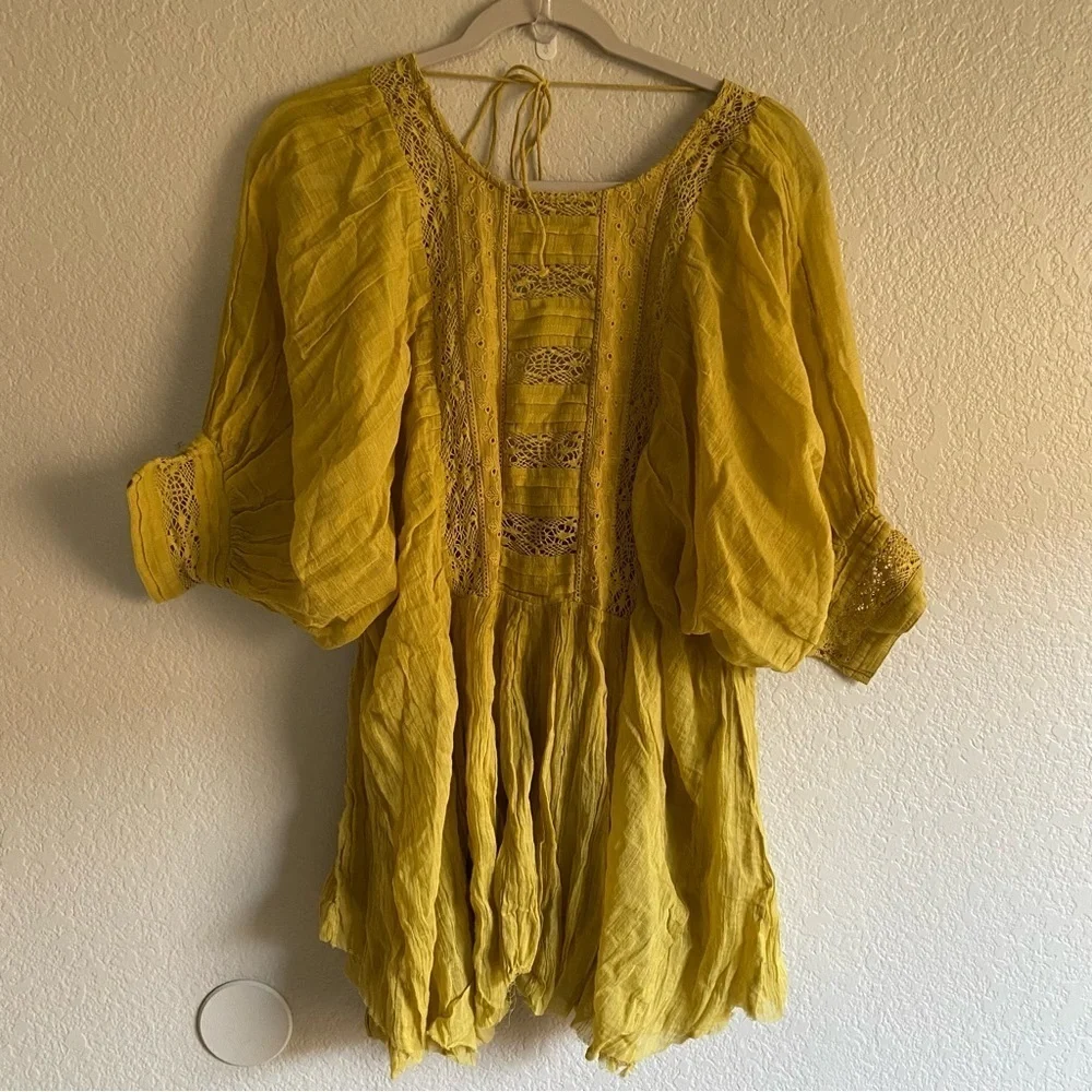 New Free People One Finley Tunic in Dried Palm Top